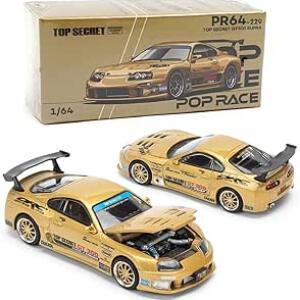 نموذج سيارة مصبوب بمقياس 1:64 متوافق مع تويوتا سوبرا GT300 توب سيكريت جولد ميتاليك اصدار محدود من بوب ريس PR640229