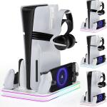 حامل وقاعدة تبريد مع اضاءة RGB لاجهزة بلاي ستيشن 5/5 سليم/بلاي ستيشن